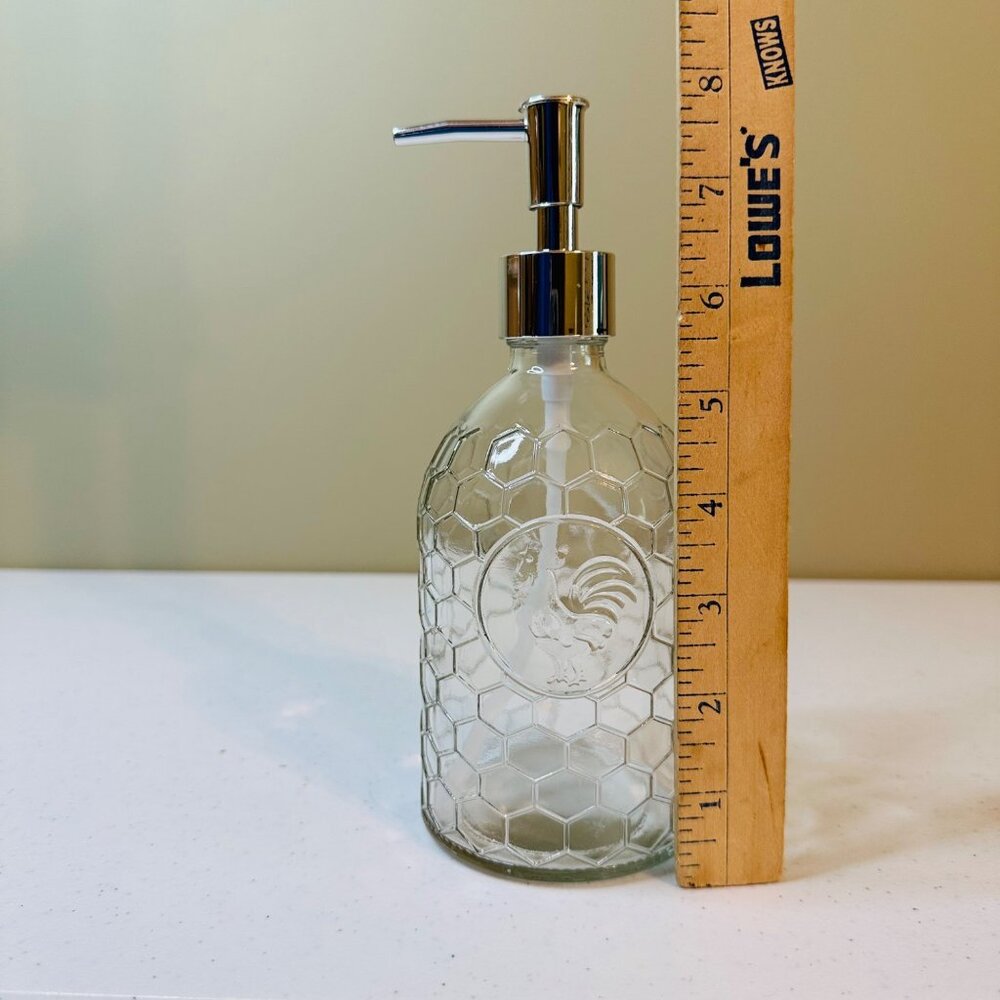 Glass Rooster Soap Dispenser With Plastic Pump - Picture 3 of 7